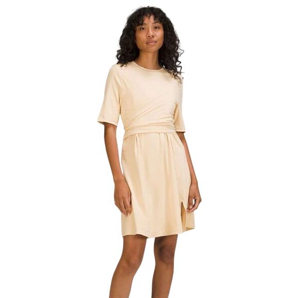 Lululemon Prosecco Cotton Wrap Front T Shirt Dress Size 2 - Picture 1 of 10